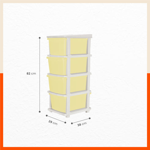 Stomo 4 Drawer Multi-Purpose Storage Organizer for Home and Office (Lemon)